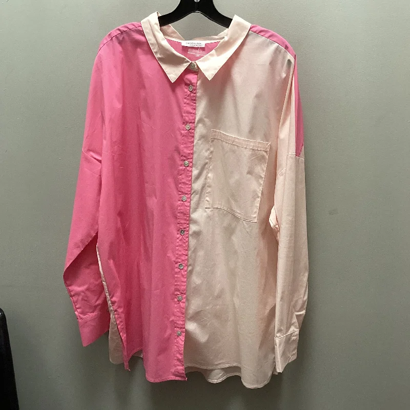 Blouse Long Sleeve By Chicsoul In Pink, Size: Xl