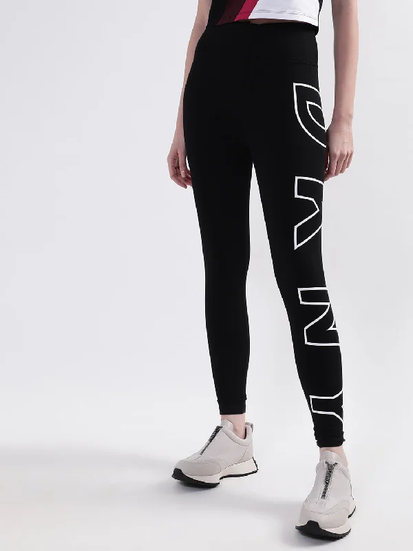 DKNY Women Black Self Design Regular Fit Leggings