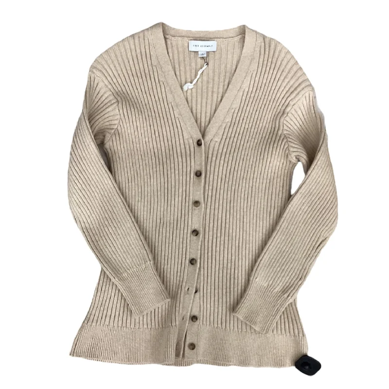 Sweater Cardigan By Free Assembly In Tan, Size: L