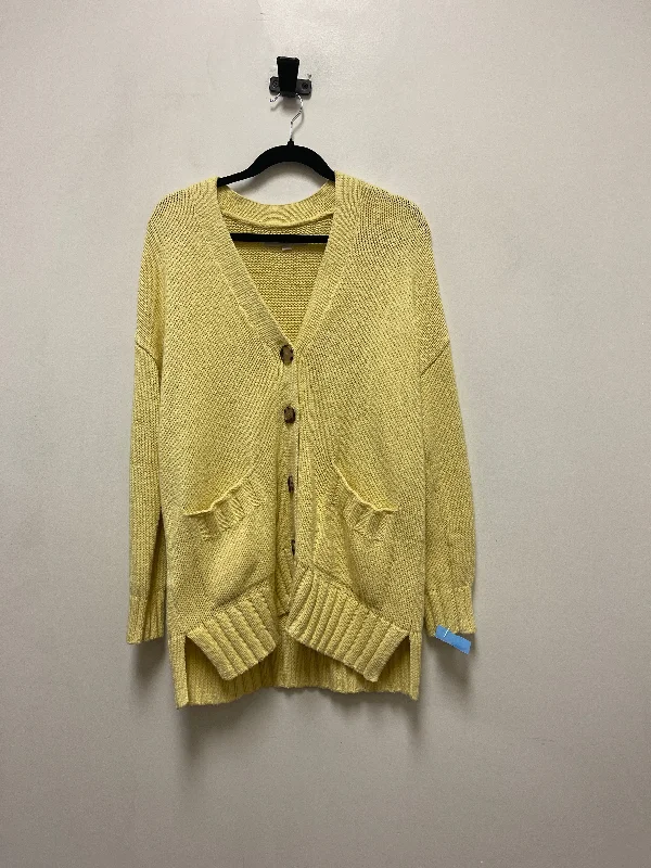 Sweater Cardigan By Loft In Yellow, Size: M