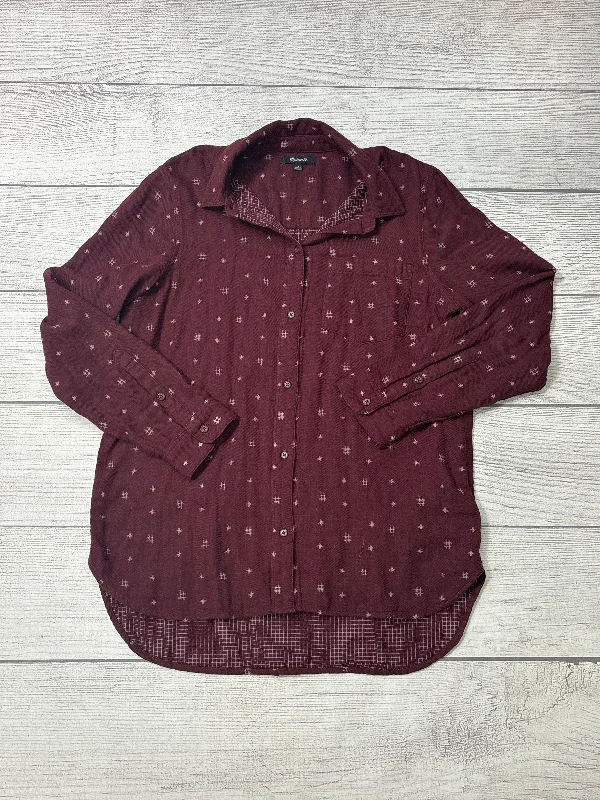 Blouse Long Sleeve By Madewell In Maroon, Size: M