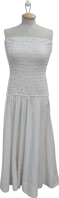 Topshop White Strapless Shirring Midi Dress UK 10