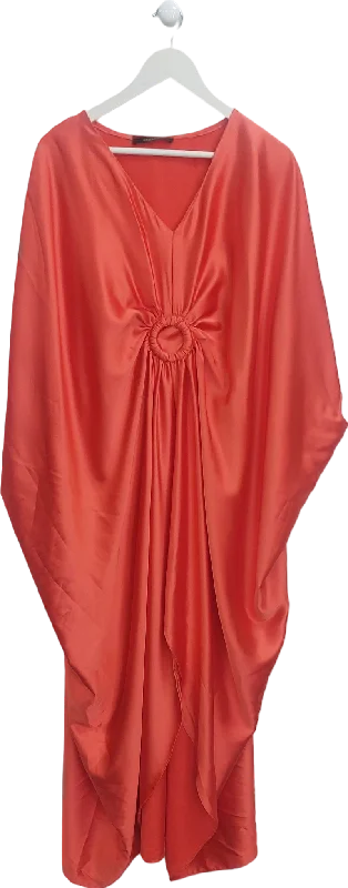 Jenerique Red Satin Drape Maxi Dress One Size