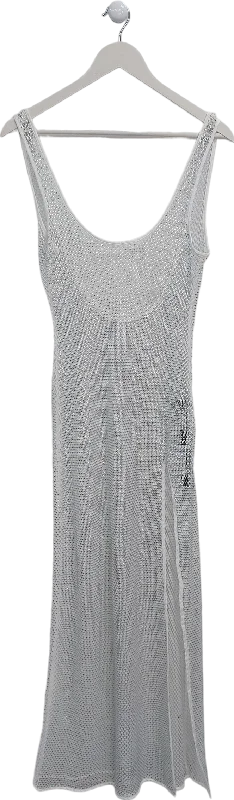 ALT White Open Mesh Dimante Dress UK S