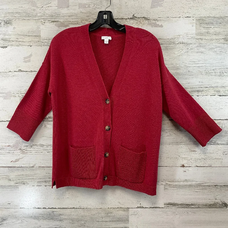 Sweater Cardigan By J. Jill In Red, Size: Xs