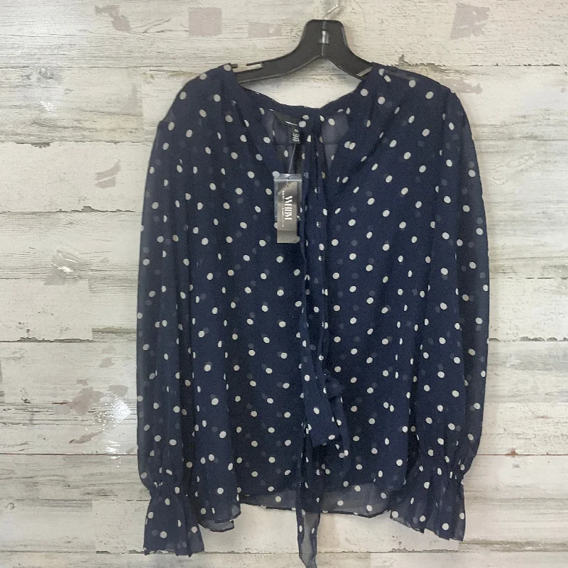 Blouse Long Sleeve By White House Black Market In Navy, Size: Xl