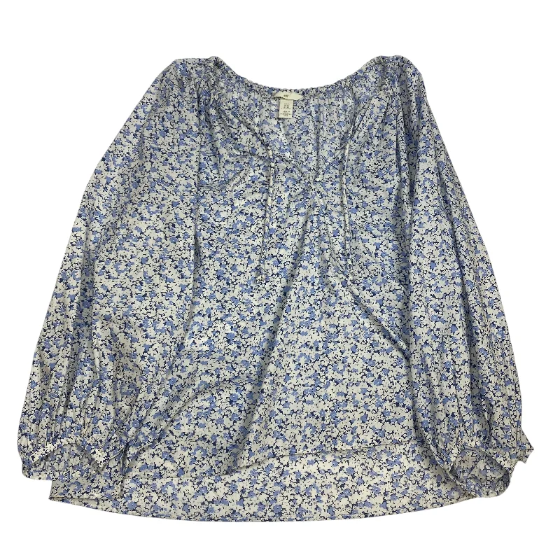 Blouse Long Sleeve By H&m In Blue, Size: Xl