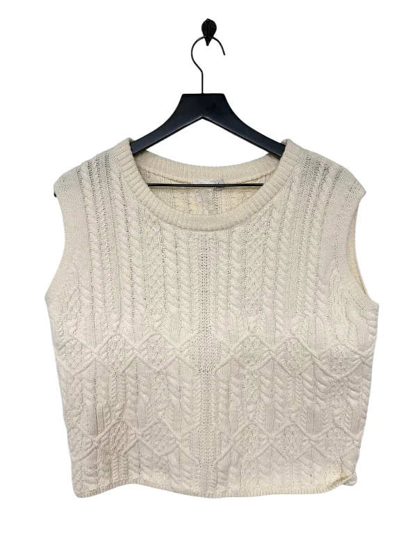 Sweater Short Sleeve By Cmc In Cream, Size: L