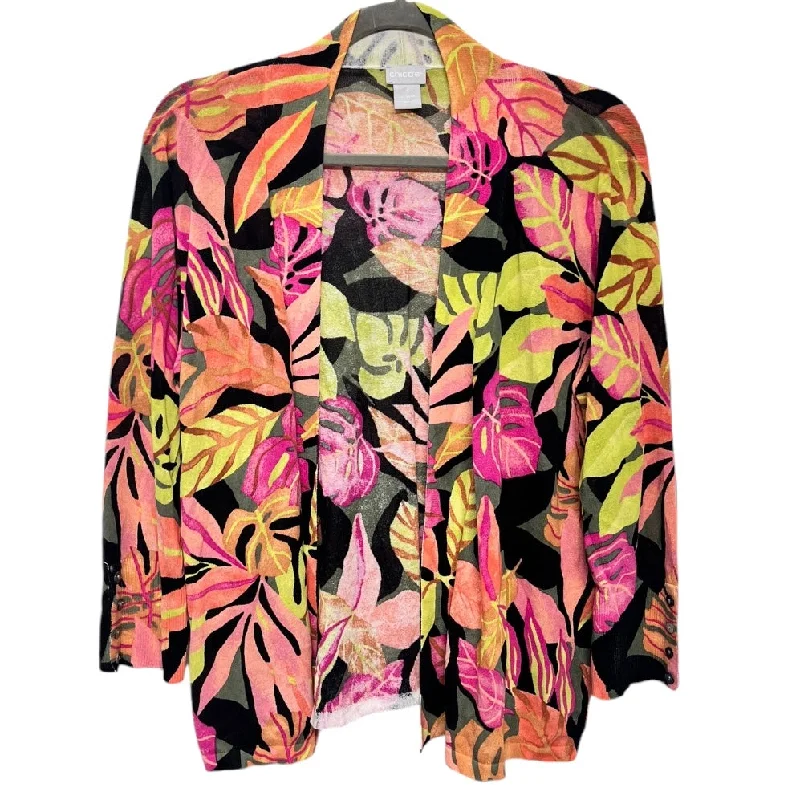 Cardigan By Chicos In Tropical Print, Size: M