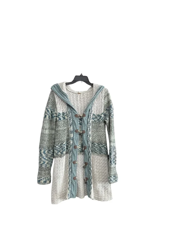 Sweater Cardigan By Free People In Green & Grey, Size: M