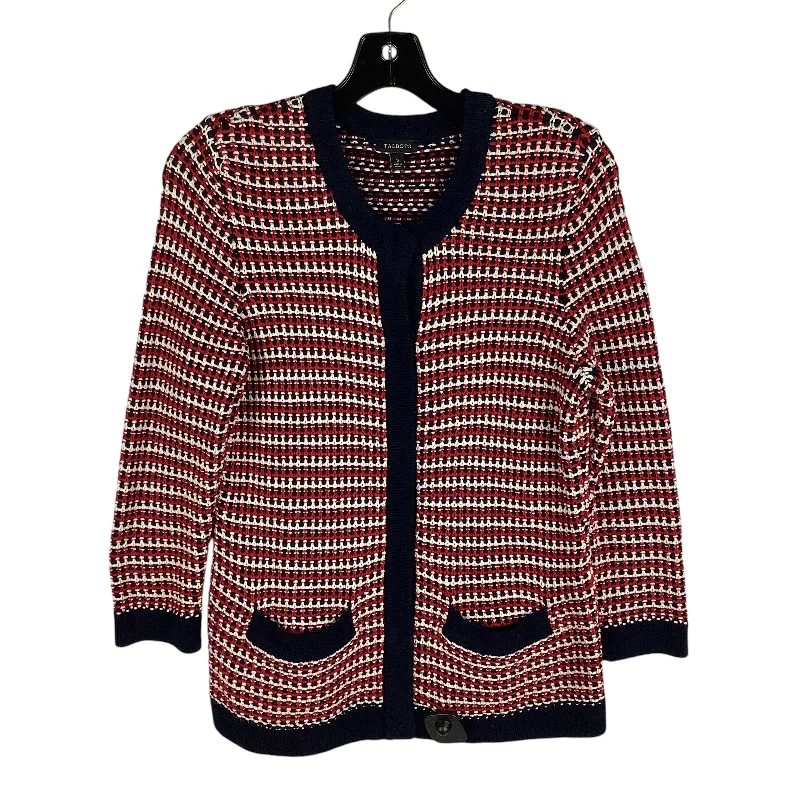 Sweater Cardigan By Talbots In Blue & Red, Size: S