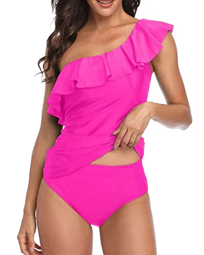 Ladies Durable And Stretchy Easy On-Off Swimwear-Neon Pink