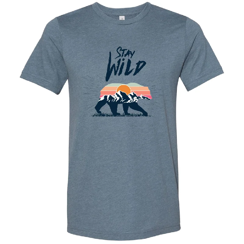 Stay Wild Sunset Bear Asst Colors Sueded Tee