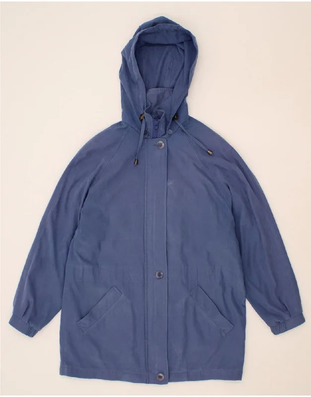 LONDON FOG Womens Hooded Overcoat UK 14 Medium Blue