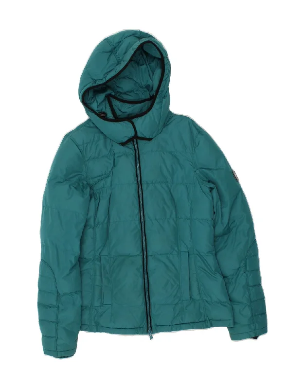 CALVIN KLEIN Womens Hooded Padded Jacket UK 14 Medium Turquoise