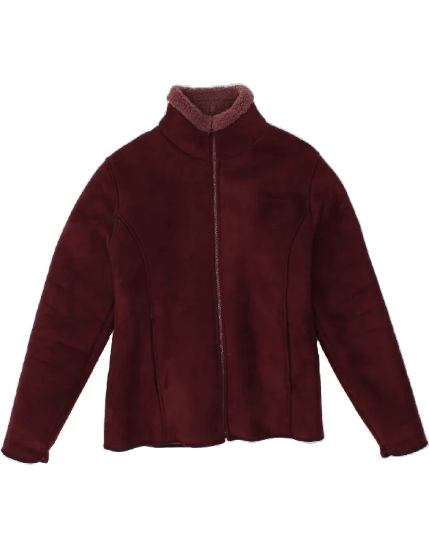 JACK MURPHY Womens Sherpa Jacket UK 14 Large Burgundy Polyester