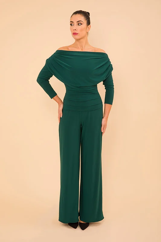 Carbon jumpsuit with sleeve in forest green