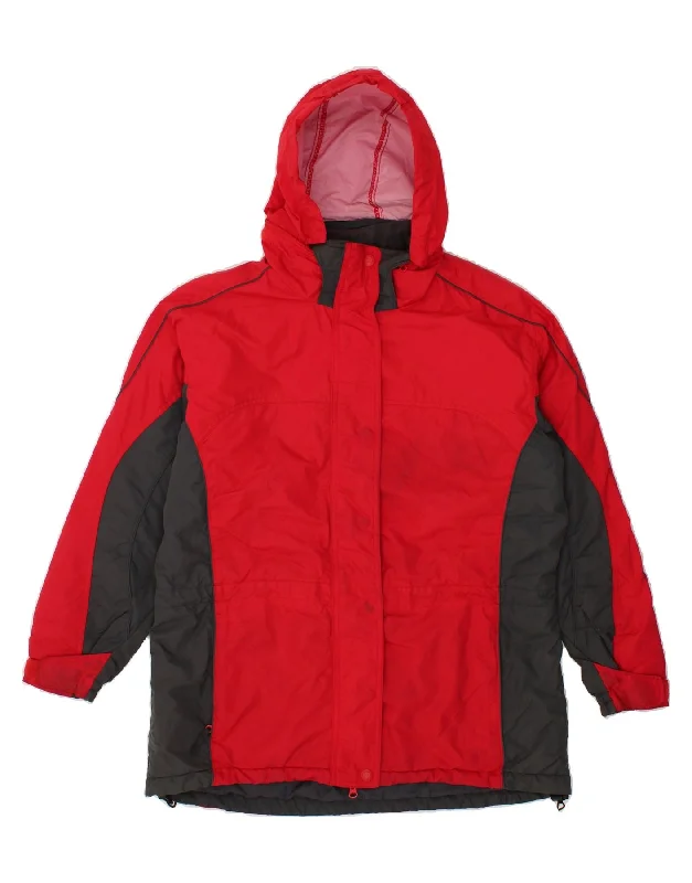 COLUMBIA Womens Hooded Windbreaker Jacket UK 16 Large Red Colourblock