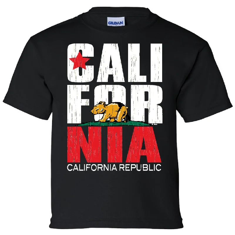 California Republic Vintage Retro Asst Colors Youth T-Shirt/tee