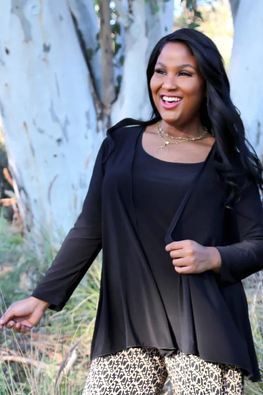 Vikki Vi Jersey Black Swing Cardigan