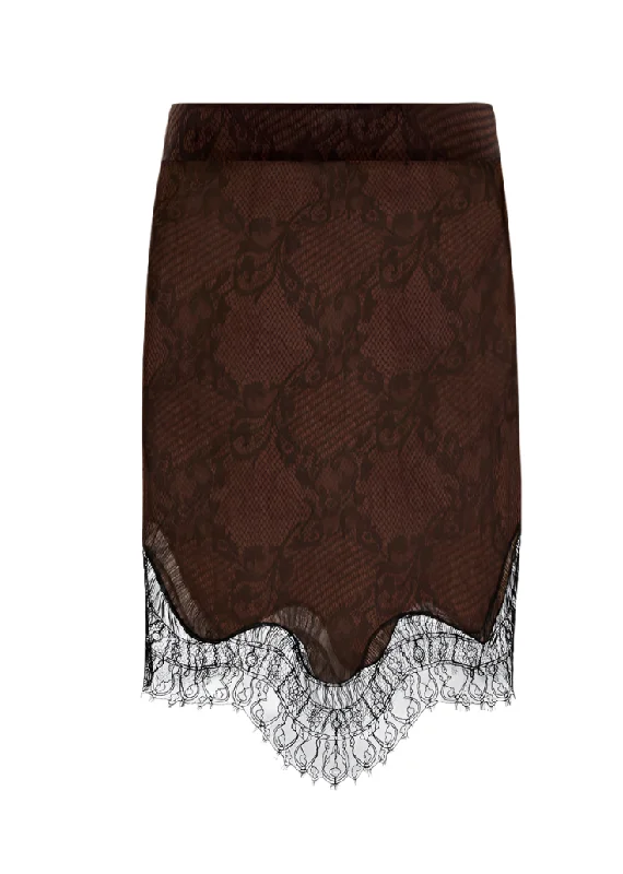 Tom Ford Womens Ramage Tatto Lace Evening Skirt In Brown