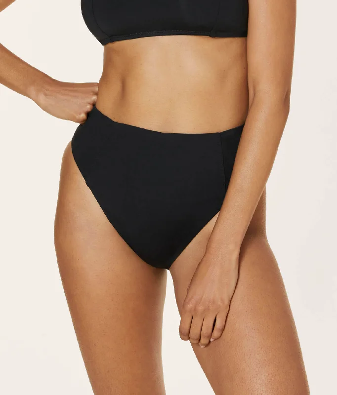 The High Waist Cheeky Bikini Bottom - Flat - Black