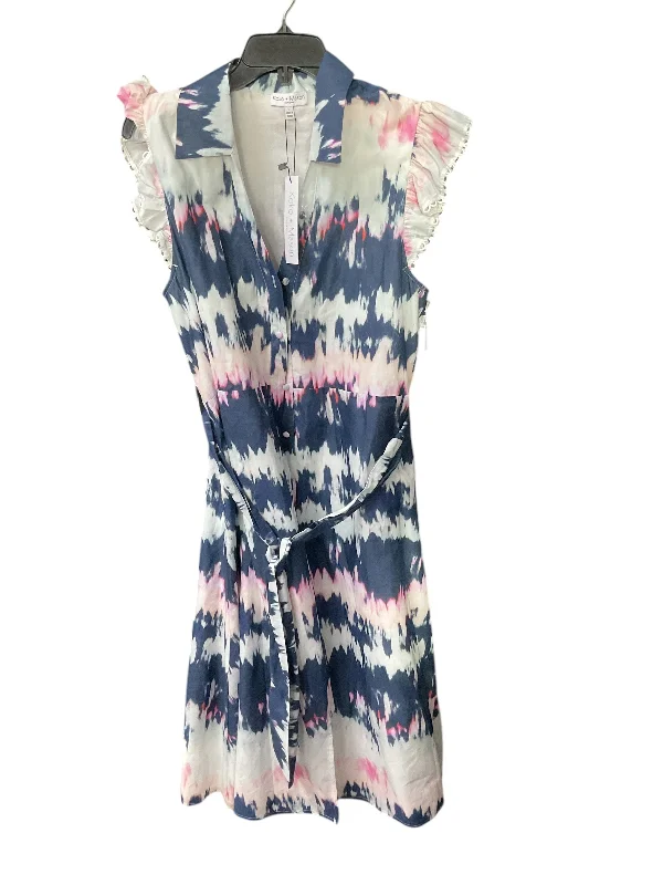 Dress Casual Midi By Cmc In Blue & Pink, Size: L