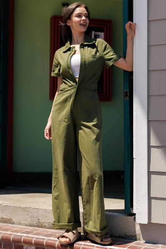 Short Sleeve Straight Jumpsuit - Cypress