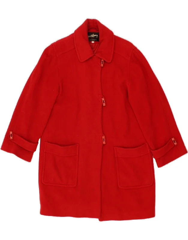 DAVID BARRY Womens Overcoat UK 10 Small Red Wool