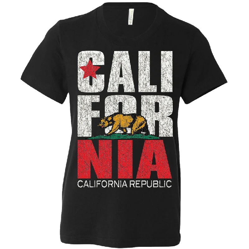 California Republic Vintage Retro Asst Colors Youth T-Shirt/tee