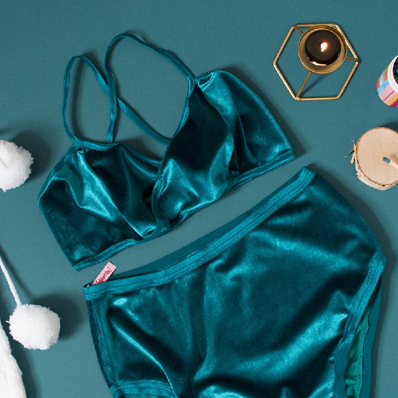 Teal Velvet Lingerie Set