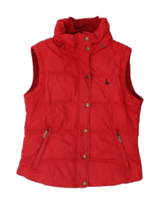 JACK WILLS Womens Padded Gilet UK 10 Small Red Nylon