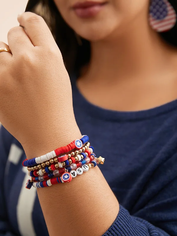 USA Themed Beaded Letter Bracelet