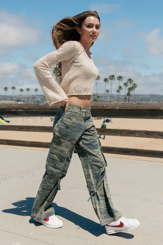 Flare Cargo Pants - Camouflage