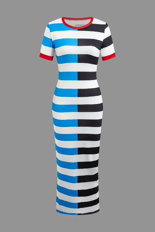 Contrast Striped Maxi Dress