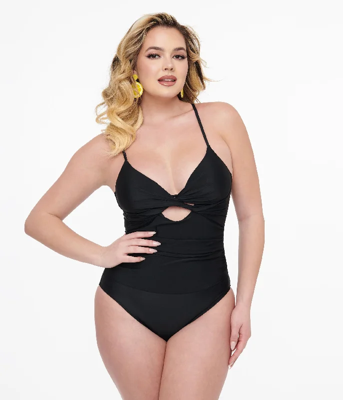 Black Cutout One Piece Swimsuit