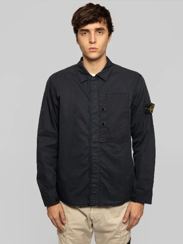 Overshirt con Tasca Applicata Blu