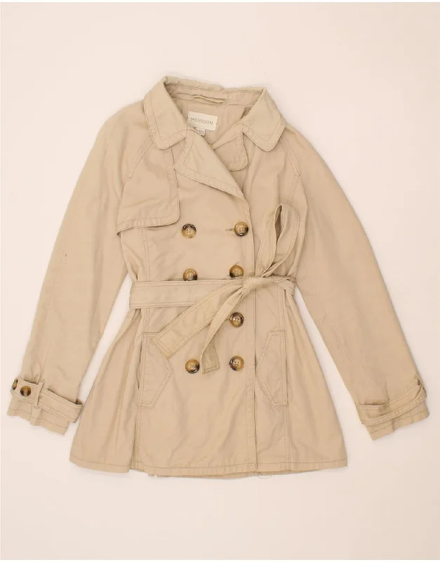 MONSOON Womens Trench Coat UK 12 Medium Beige Cotton