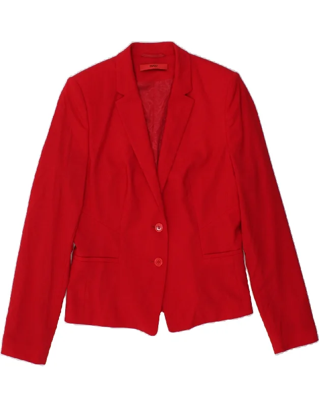 HUGO BOSS Womens 2 Button Blazer Jacket UK 12 Medium Red Virgin Wool