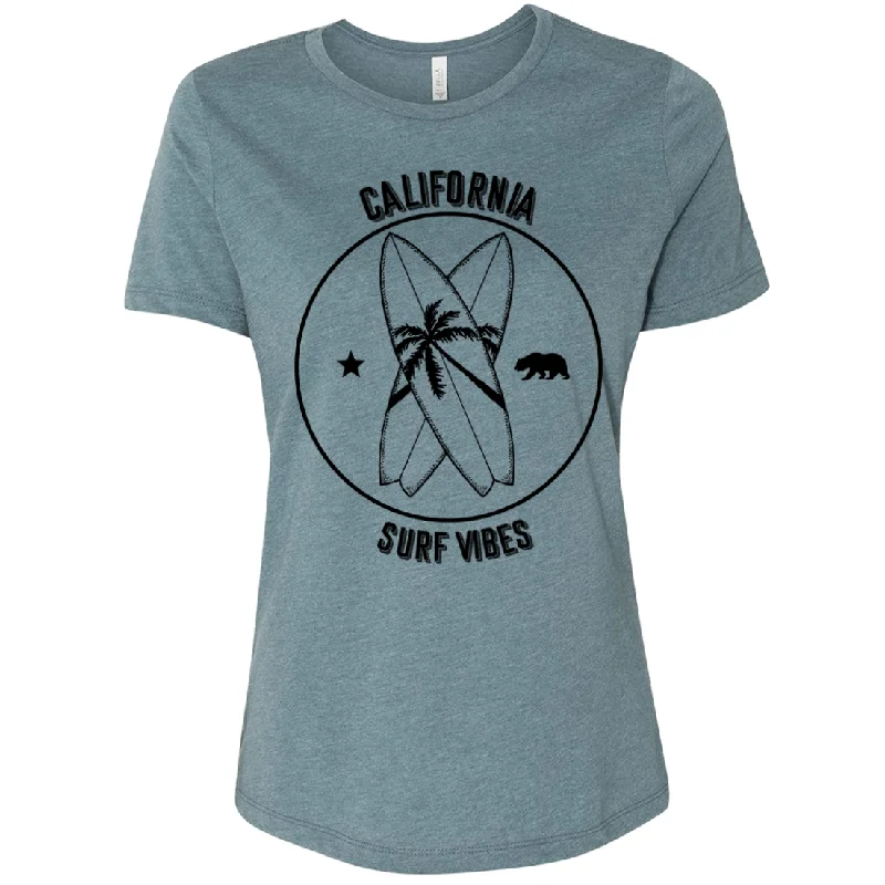 Surf Vibes Black Print Women's Relaxed Jersey Tee