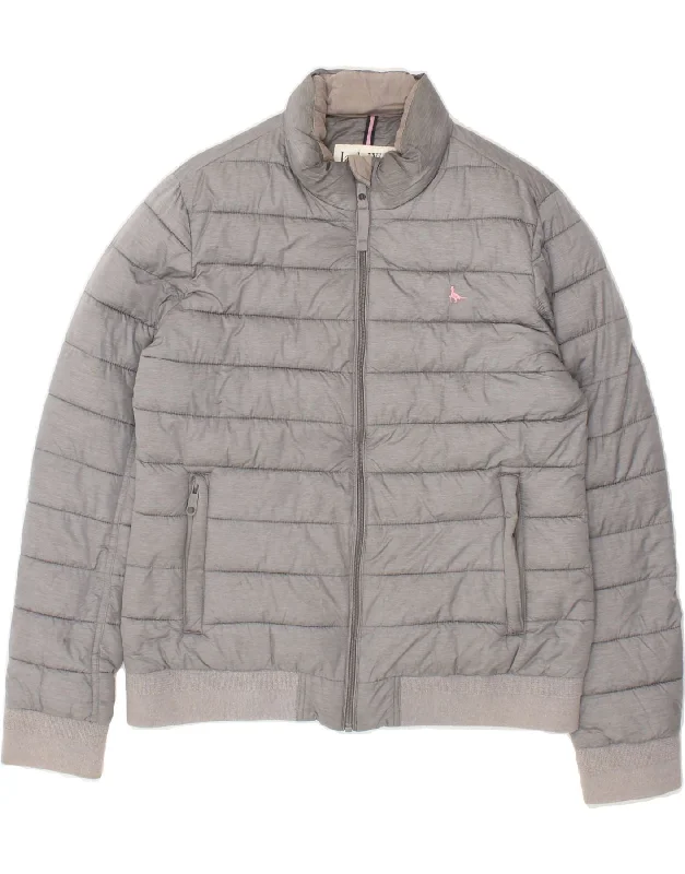 JACK WILLS Womens Padded Jacket UK 14 Large Grey Polyester