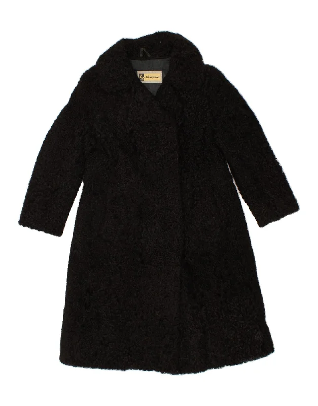 VINTAGE Womens Overcoat UK 10 Small Black