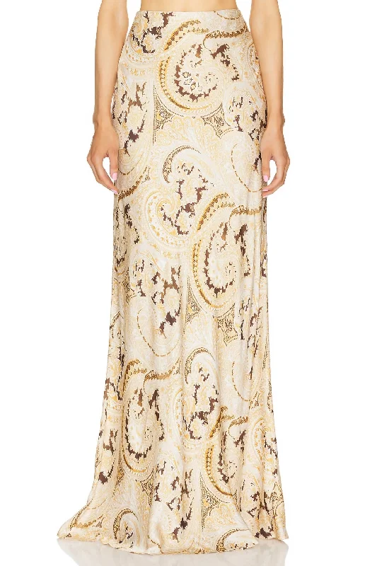 Zeta Long Skirt In Ivory Multi Boute Paisley