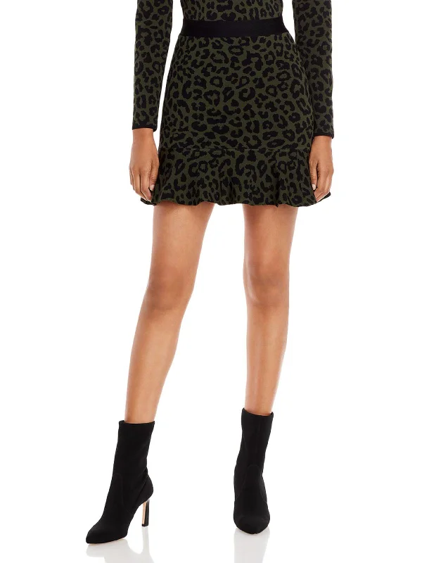 Womens Animal Print Jacquard Mini Skirt