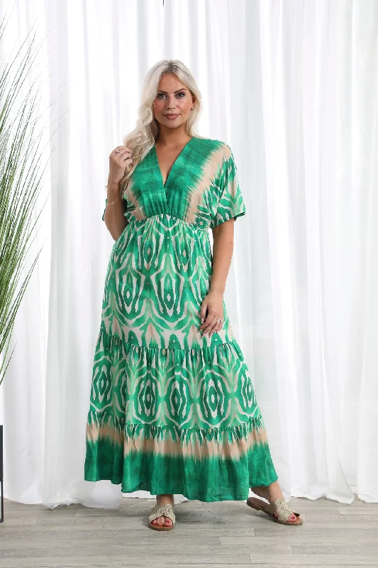 Alessia Abstract Dress Emerald