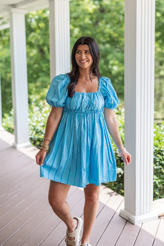 Sail Away Blue Babydoll Dress