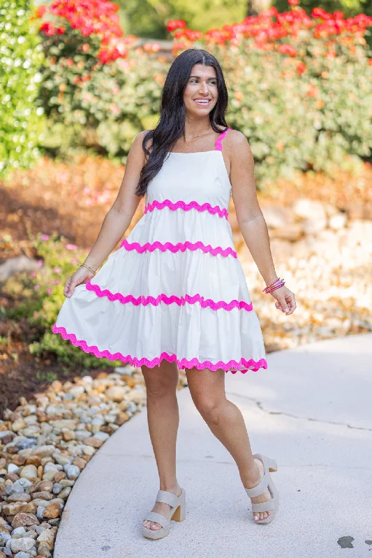 Beautiful Feeling Cream Scalloped Dress