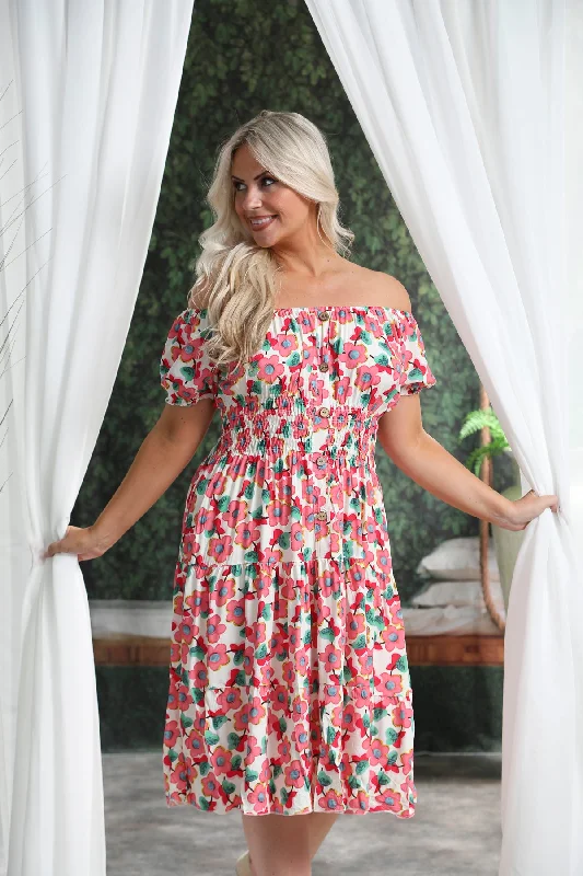 Ffion floral dress Pastel Pink