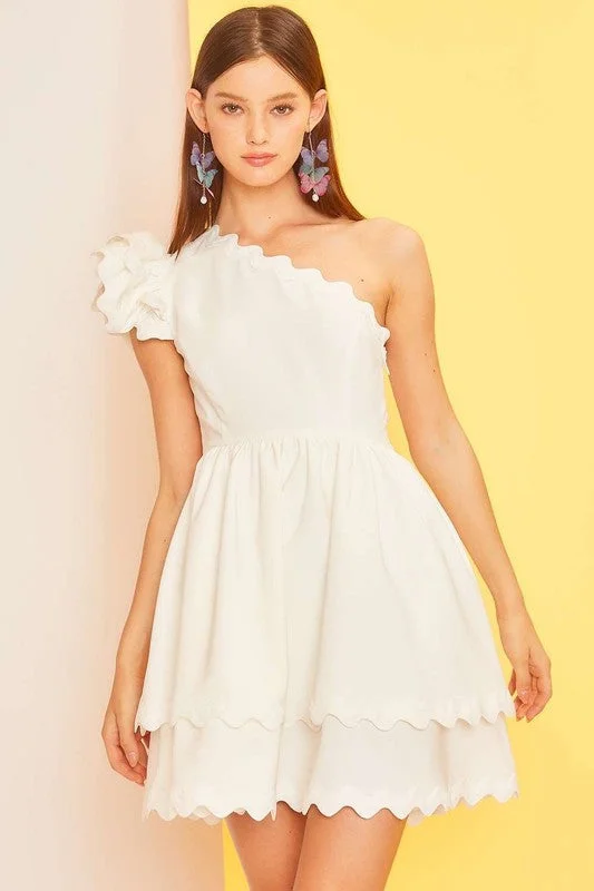 Perfection Off White One Shoulder Dress