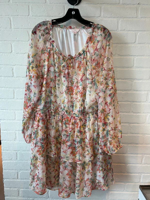 Orange & Pink Dress Casual Short Lc Lauren Conrad, Size Xxl